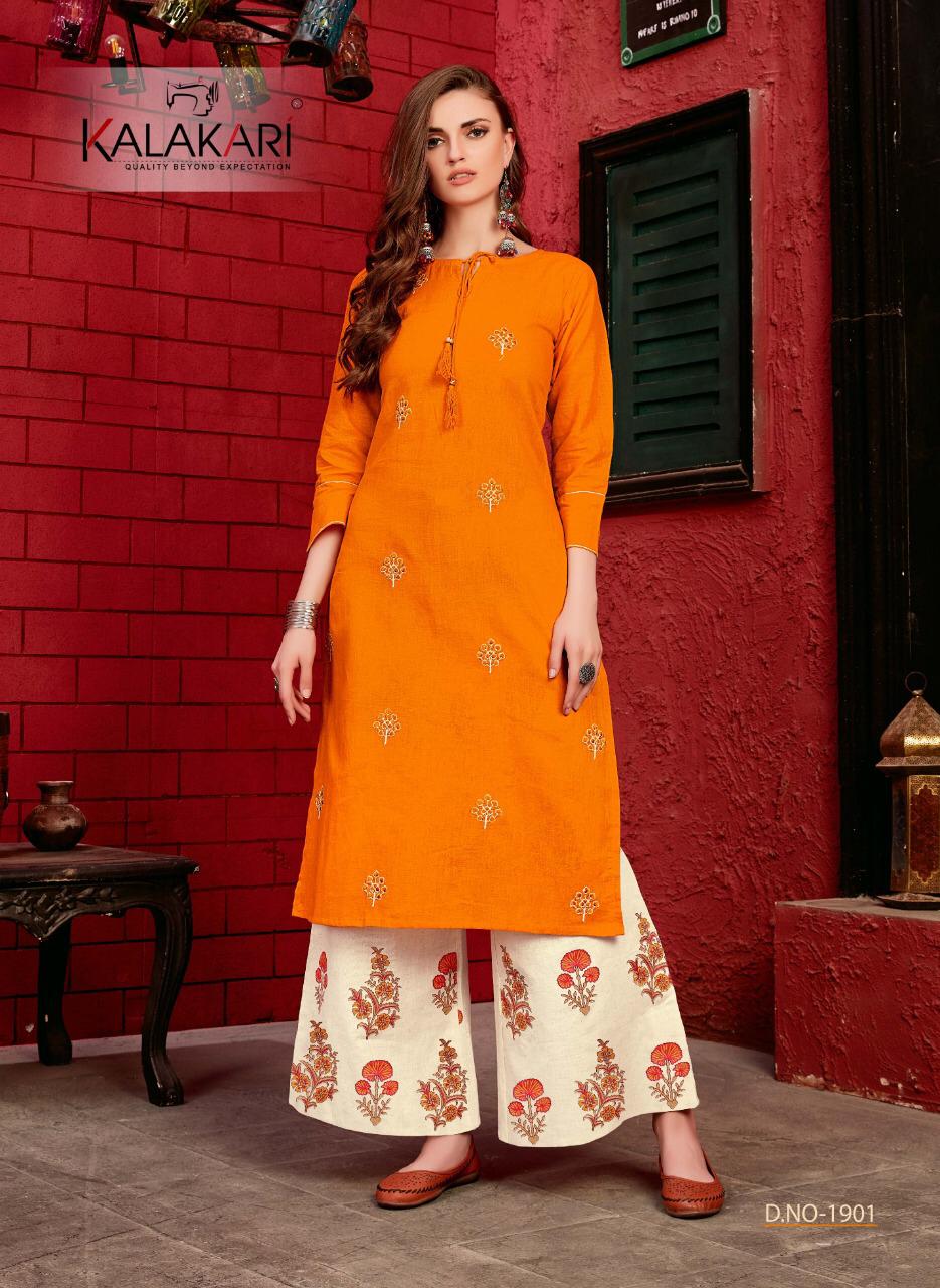 Kalakari Present Sakhi  Saheli Vol 19 Linen Cotton Kurti With Printed Palazzo