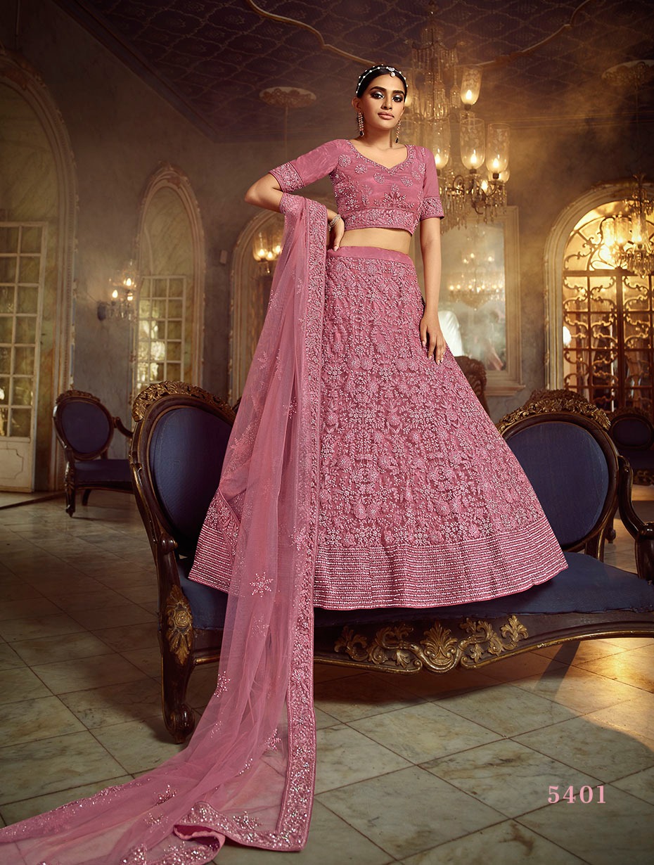 Buy Baby Pink Wedding Wear Embroidered Art Silk Lehenga Choli