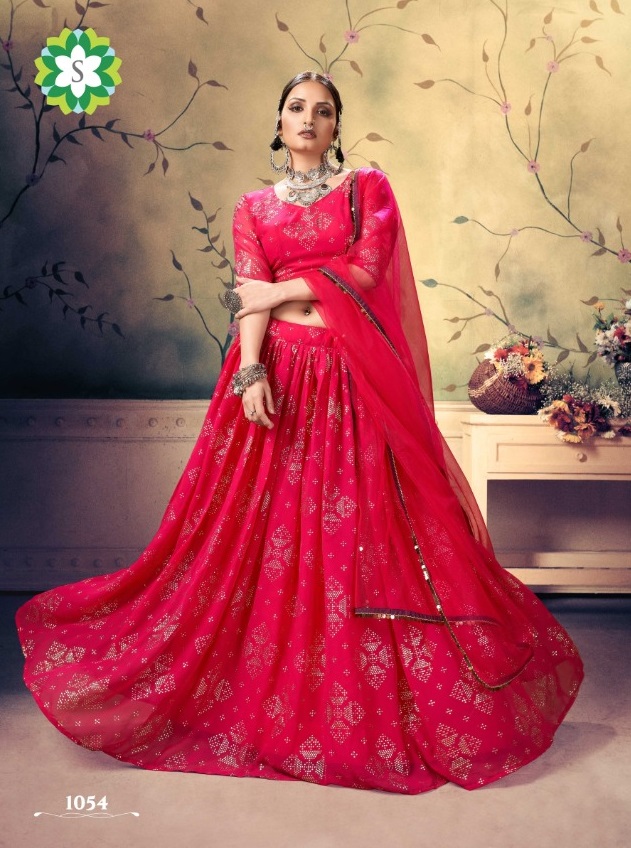 Buy Pink Sequins Flowers Booti Georgette Lehenga Choli with Dupatta Set for  Girls Online