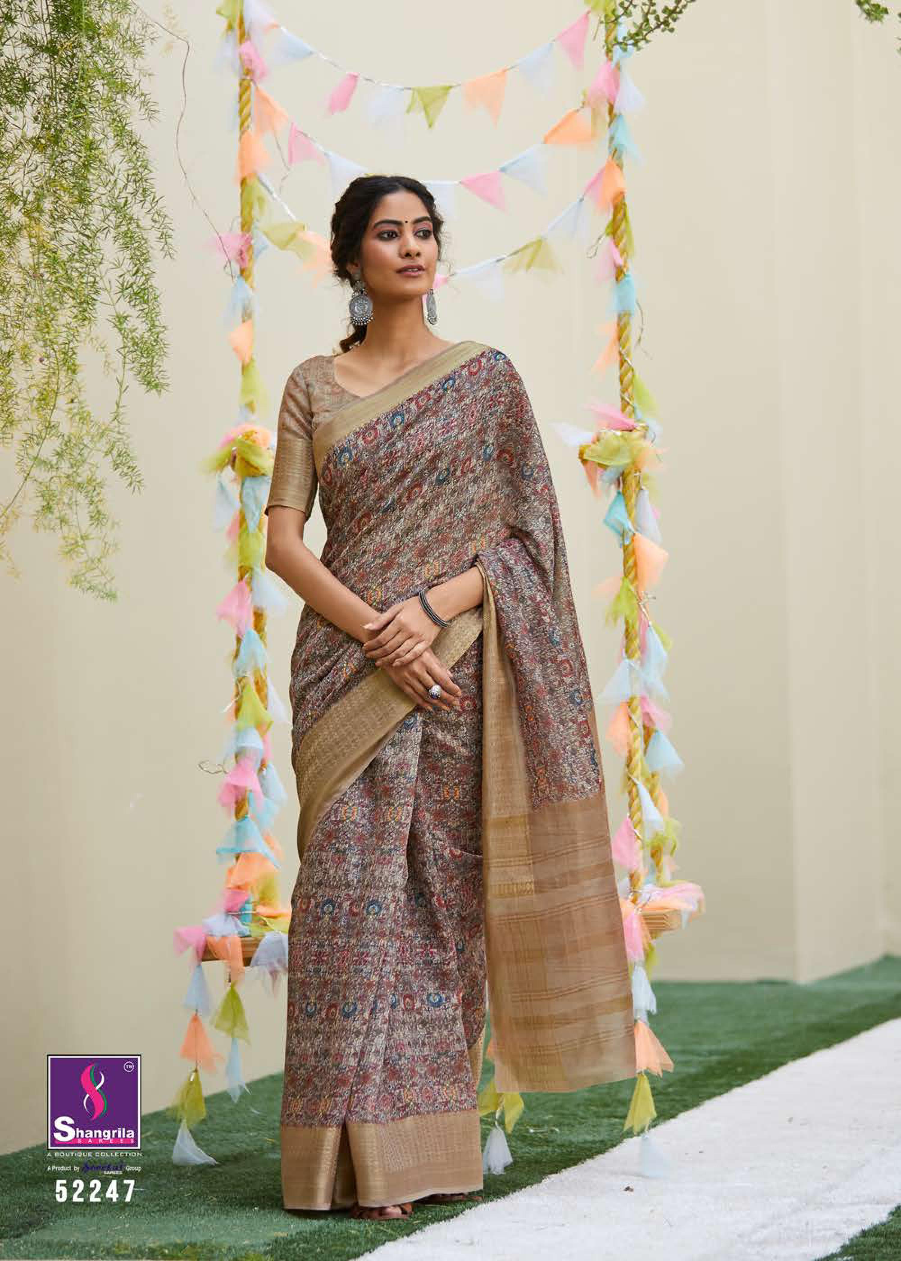 Buy Sooti Syahi Colour Invent Hand Marble Printed Chanderi Silk Saree Online  – Okhaistore