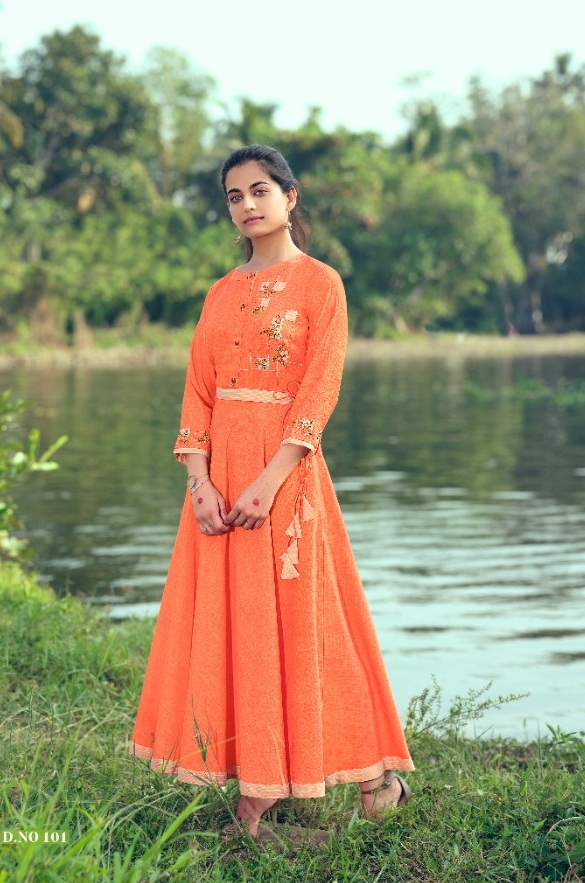 Lt Nitya Flora Anarkali Long Gown Kurti Catalog