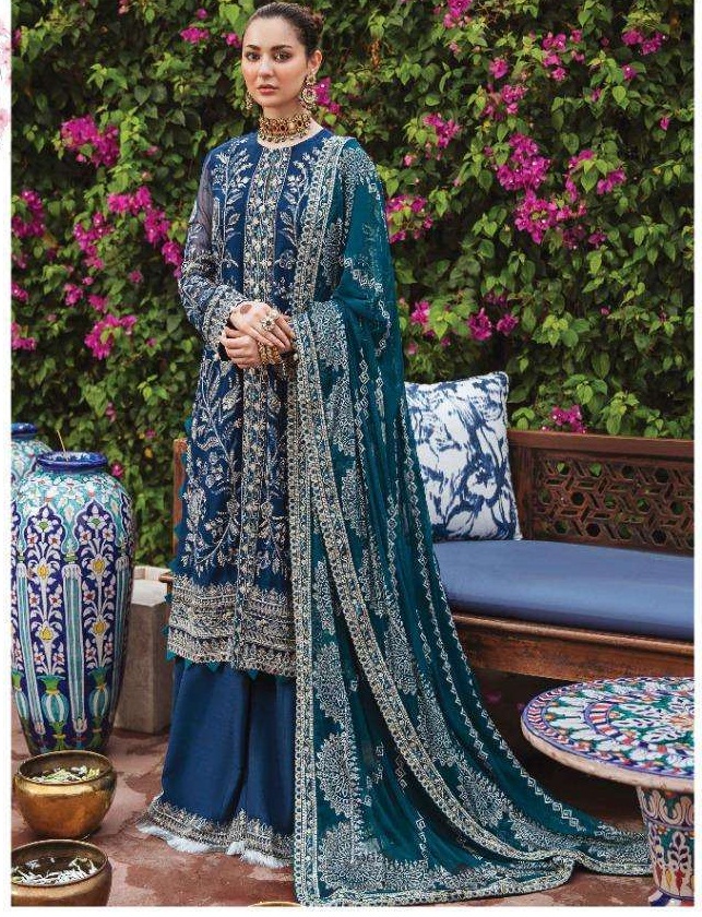 Maria B Lawn Qalamkar Luxury Festive Collection Faux Georgette Work Pakistani Suits Catalog