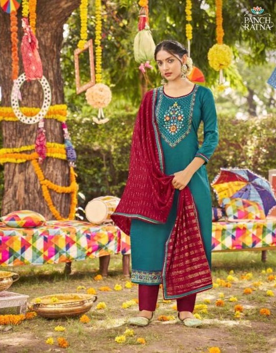 Panch Ratna Navya Jam Silk With Sequence Work Wholesale Dress Material Catalog