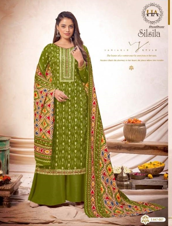 Harshit Silsila Winter Wear Wool Pashmina Drees Material Catalog