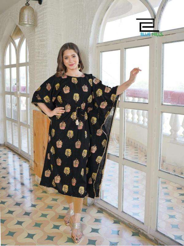 Shop Brown Chinon Kaftan With Floral Print And Sequins Collection Online at  Soch India