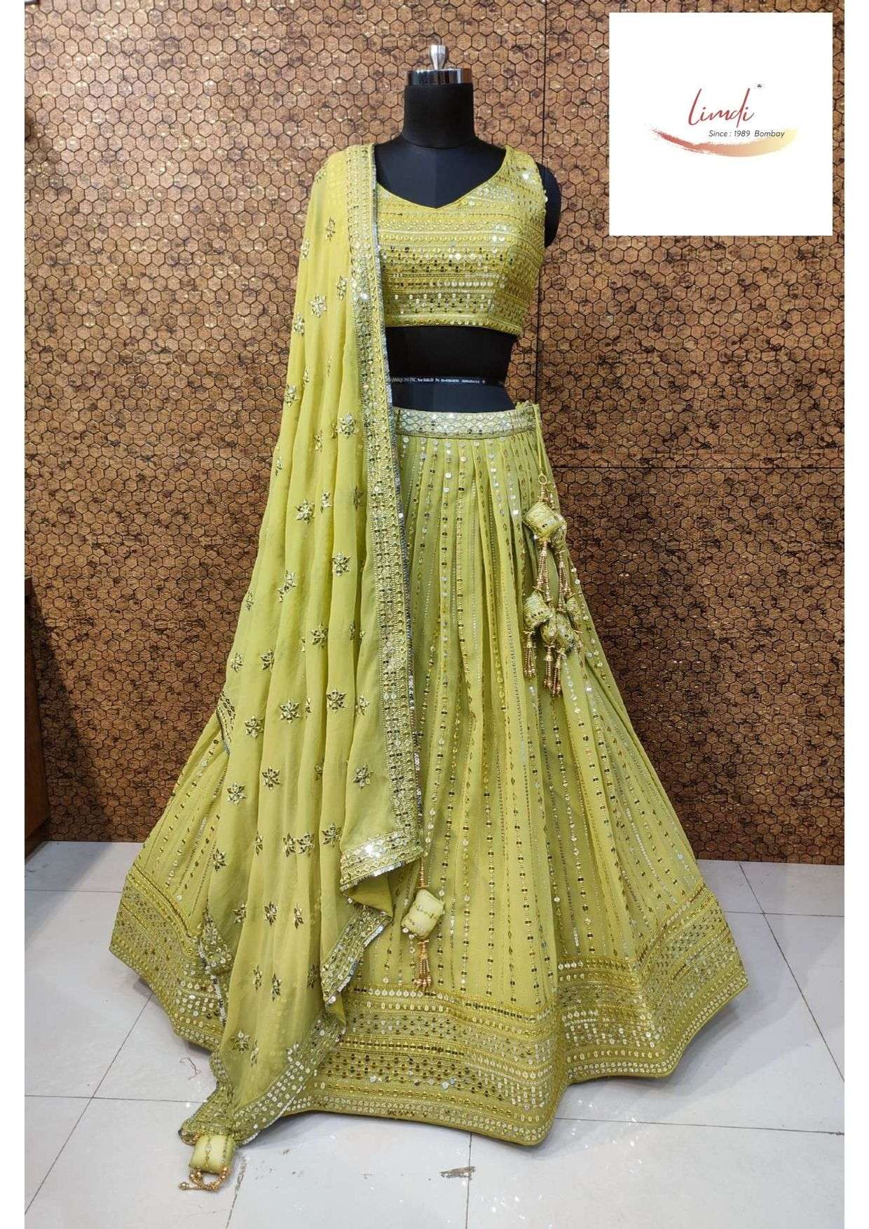 Light Green Party Wear Sequins Embroidered Net Lehenga