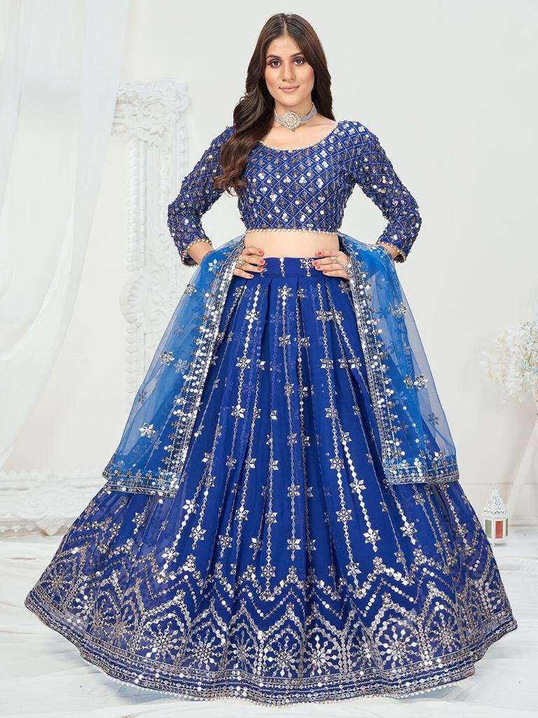 Bridal Wear Velvet Fabric Heavy Embroidered Semi Stitched Lehenga Choli  Design Online at Rs 2399 | Umarwada | Surat| ID: 2850460678962