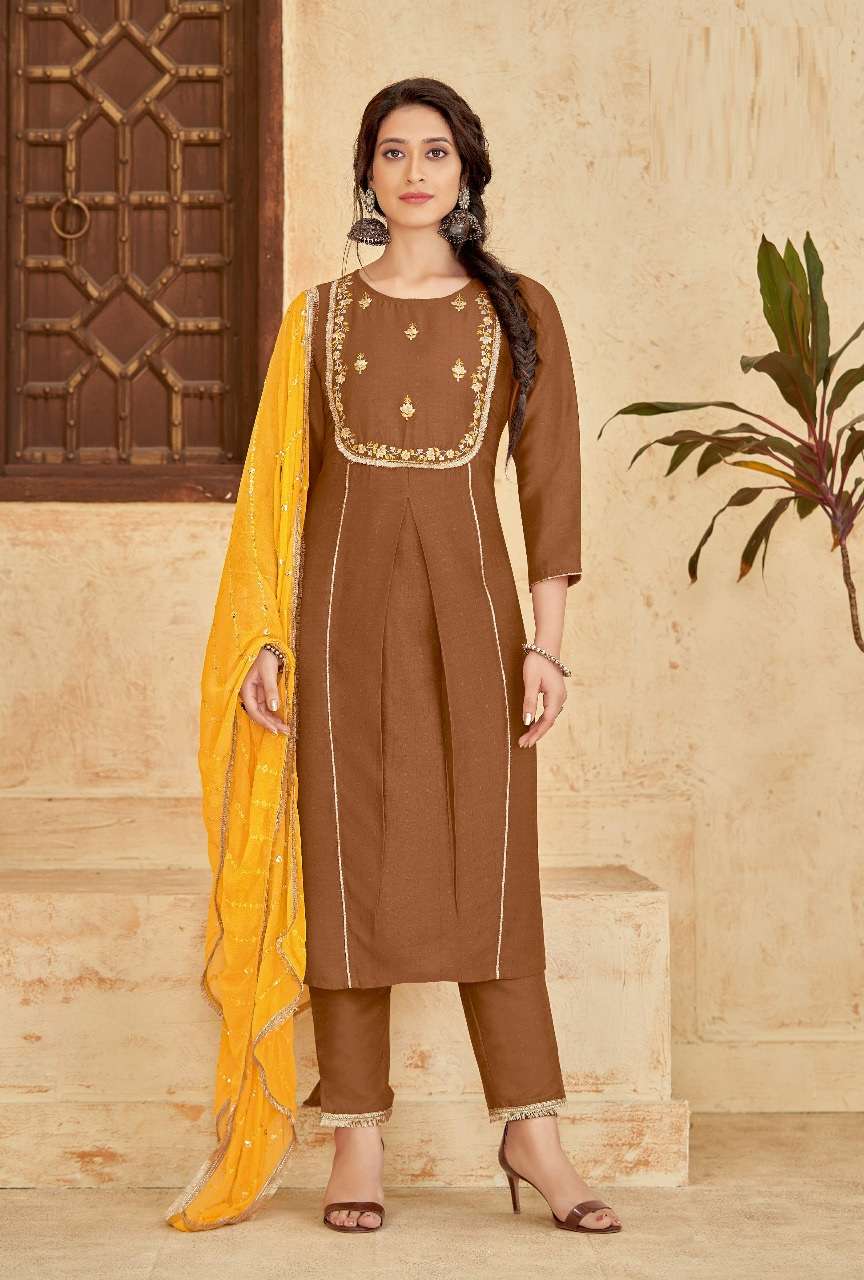 Shichi Fanaa Catalog Self Pattern Chinon Kurti With Bottom Dupatta Wholesale