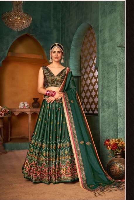 Buy Pleasing Pista Green Designer Lehenga Choli | Buy at Inddus.in