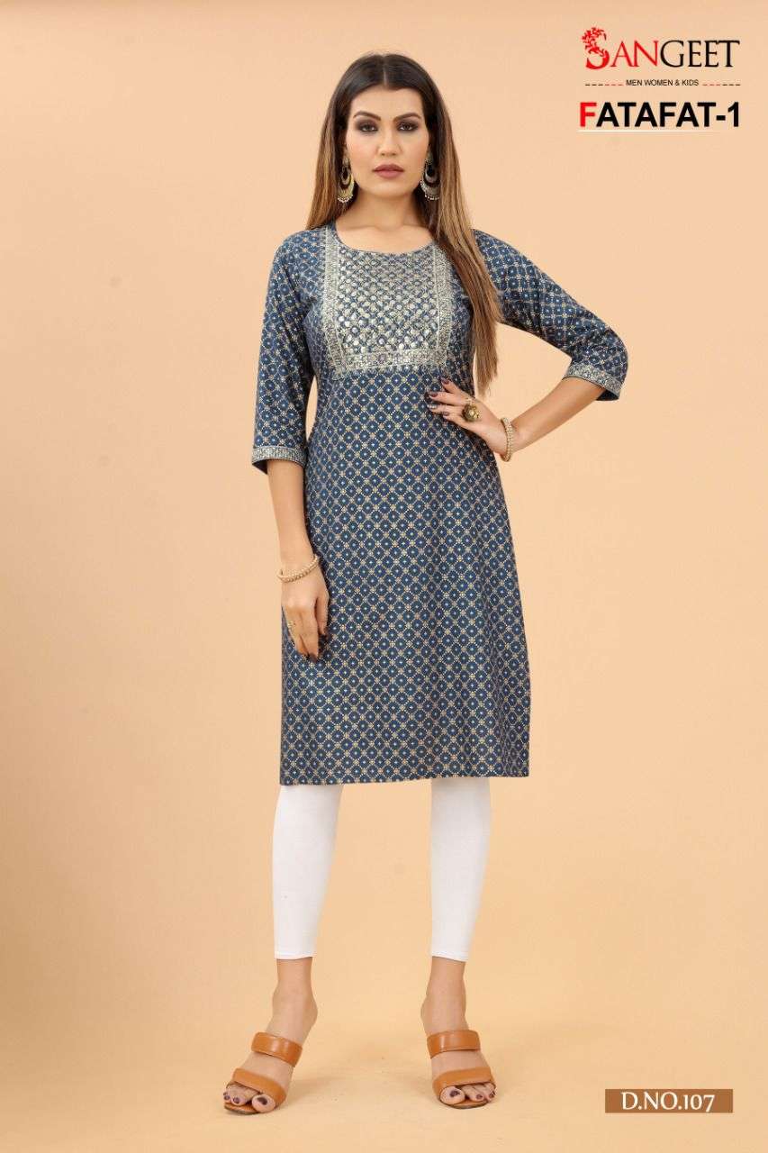 Sangeet Launched FATAFAT-1 SUMMER OFFER Kurtis Catalog wholesale price