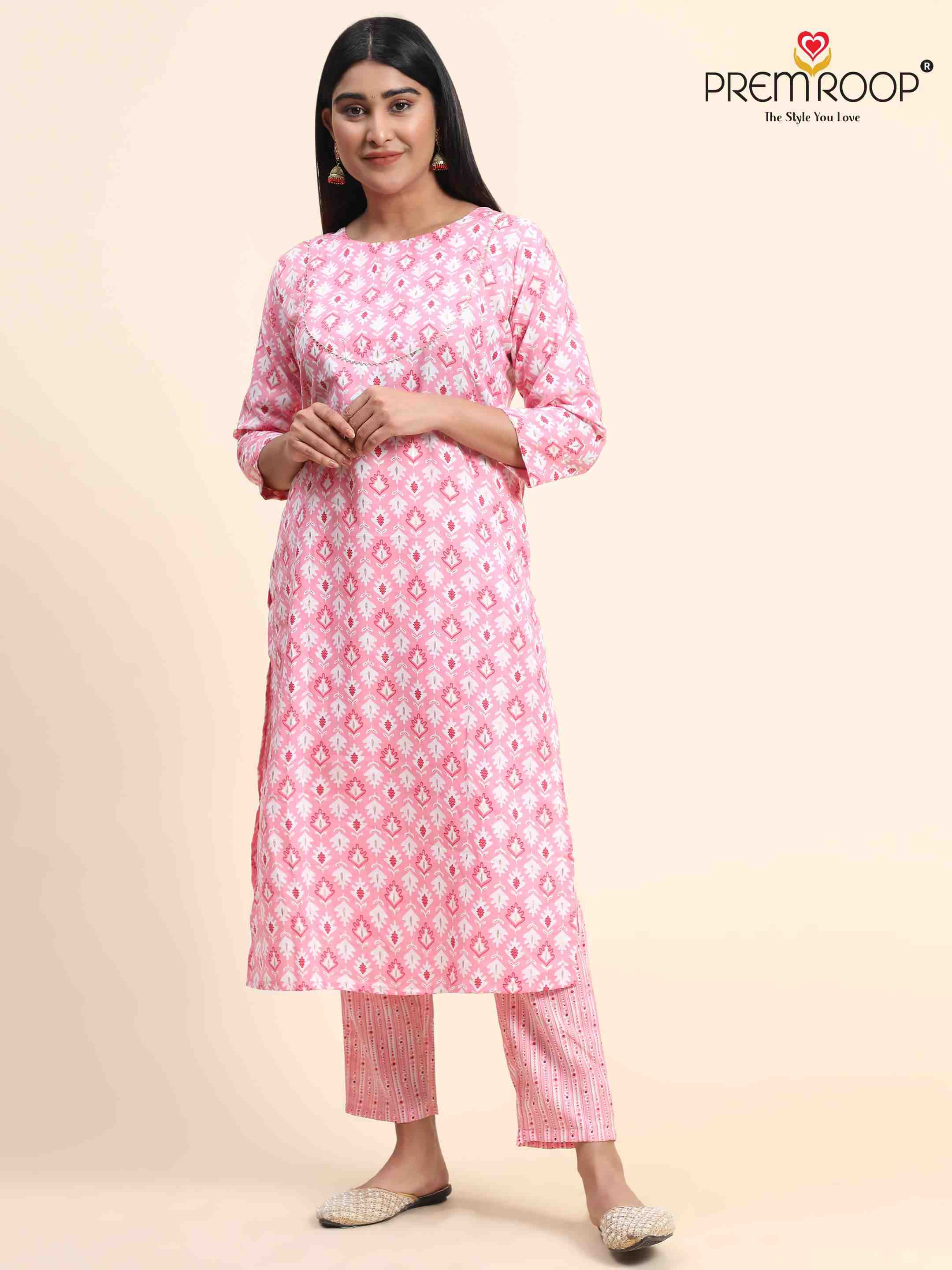 Premroop Kurti Pant On Print With Wholesale Price