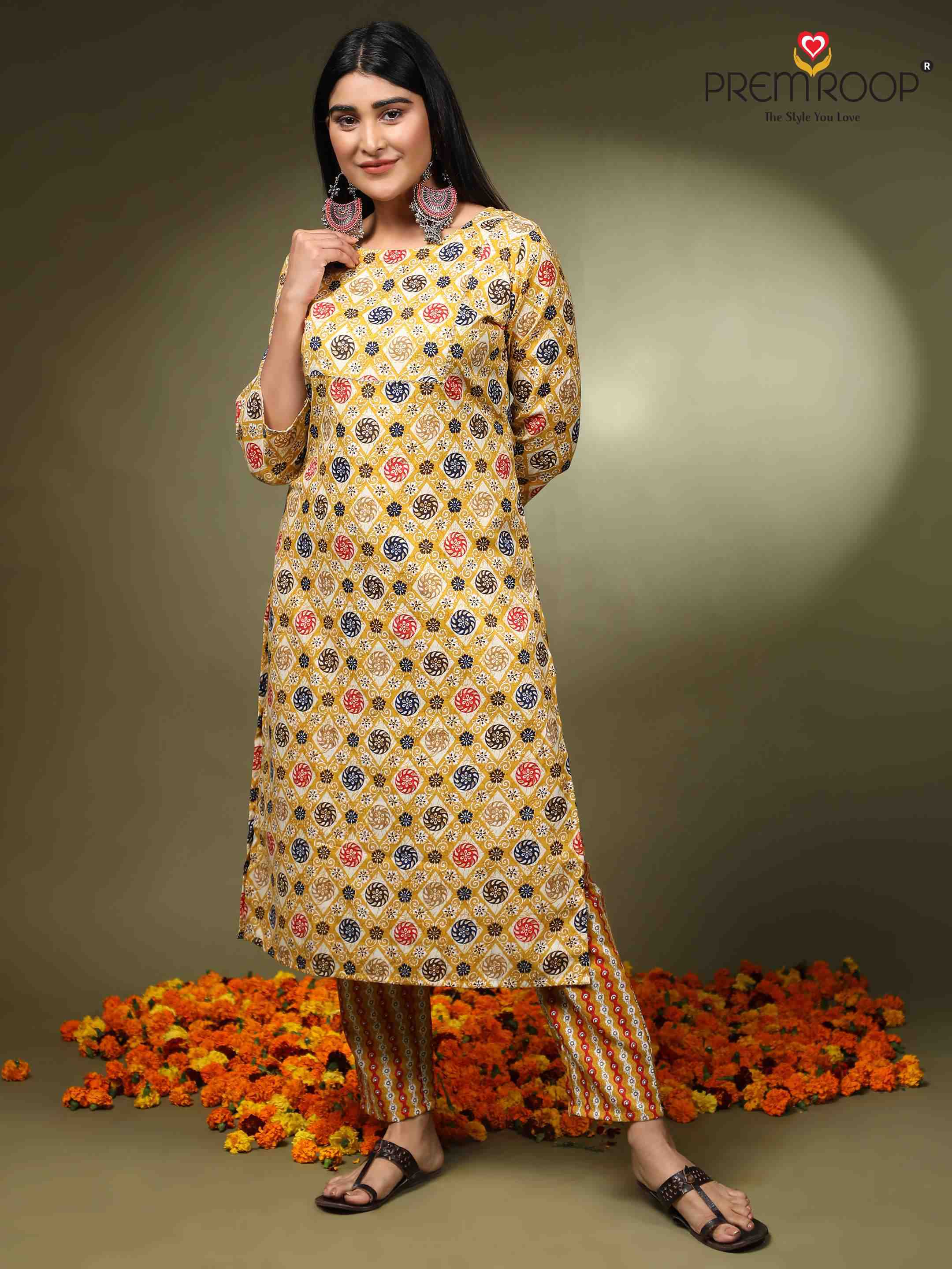 Premroop Multi Print Kurti With Pant On Wholesale