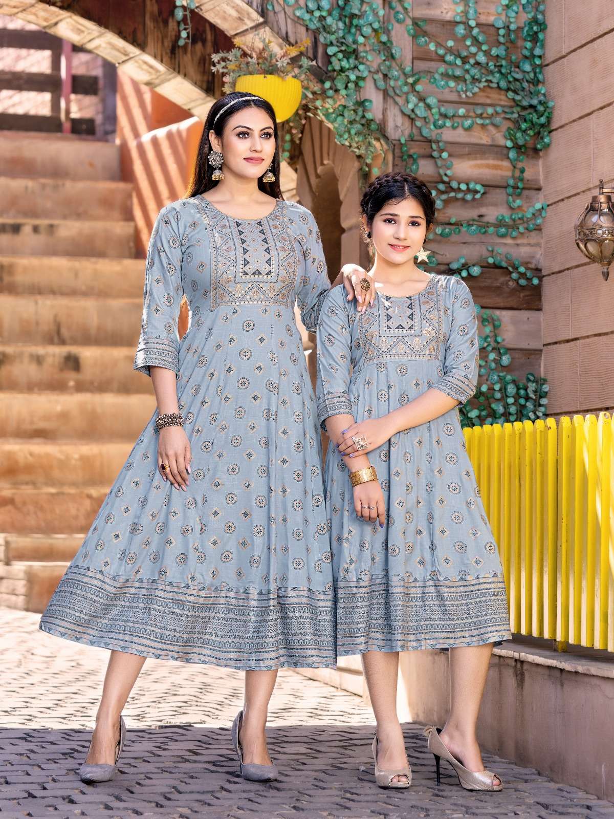 Banwery Me & Mom Vol 4 Mother-daughter Combo Embroidery With Sequence Long  Gown Wholesale Kurtis