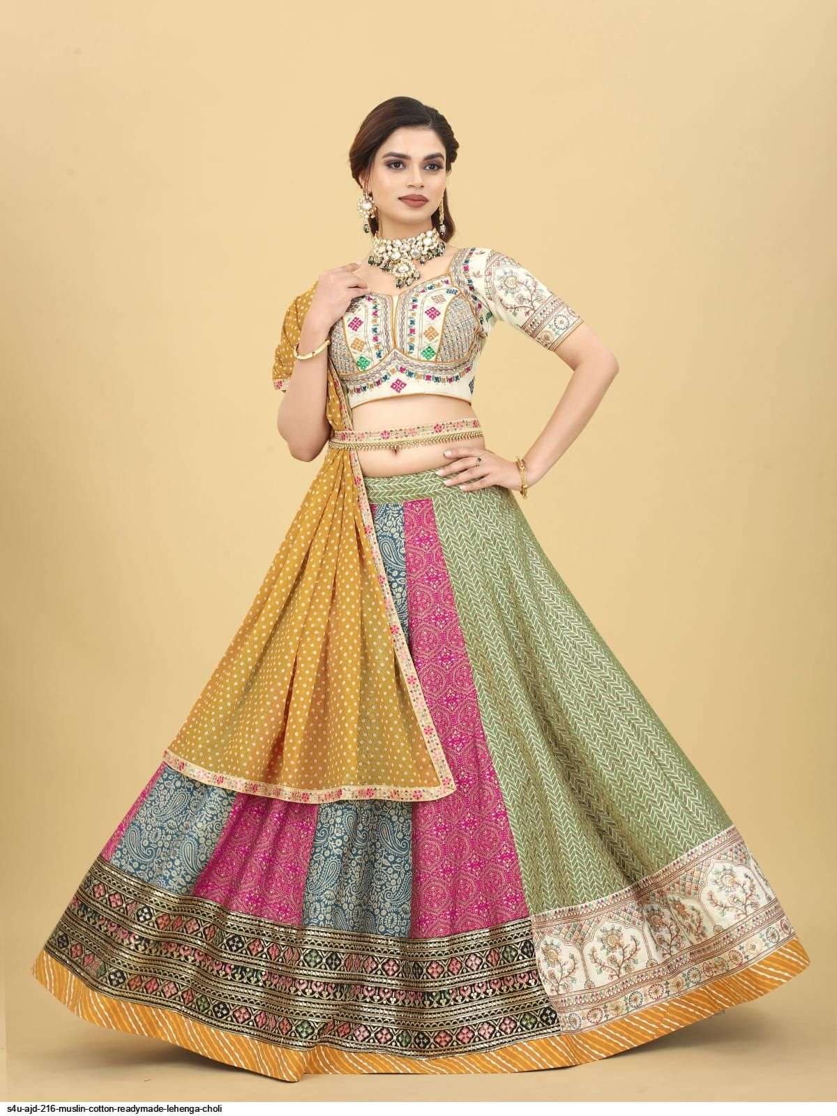 S4U AJD 216 MUSLIN COTTON READYMADE LEHENGA CHOLI Wholesale catalog