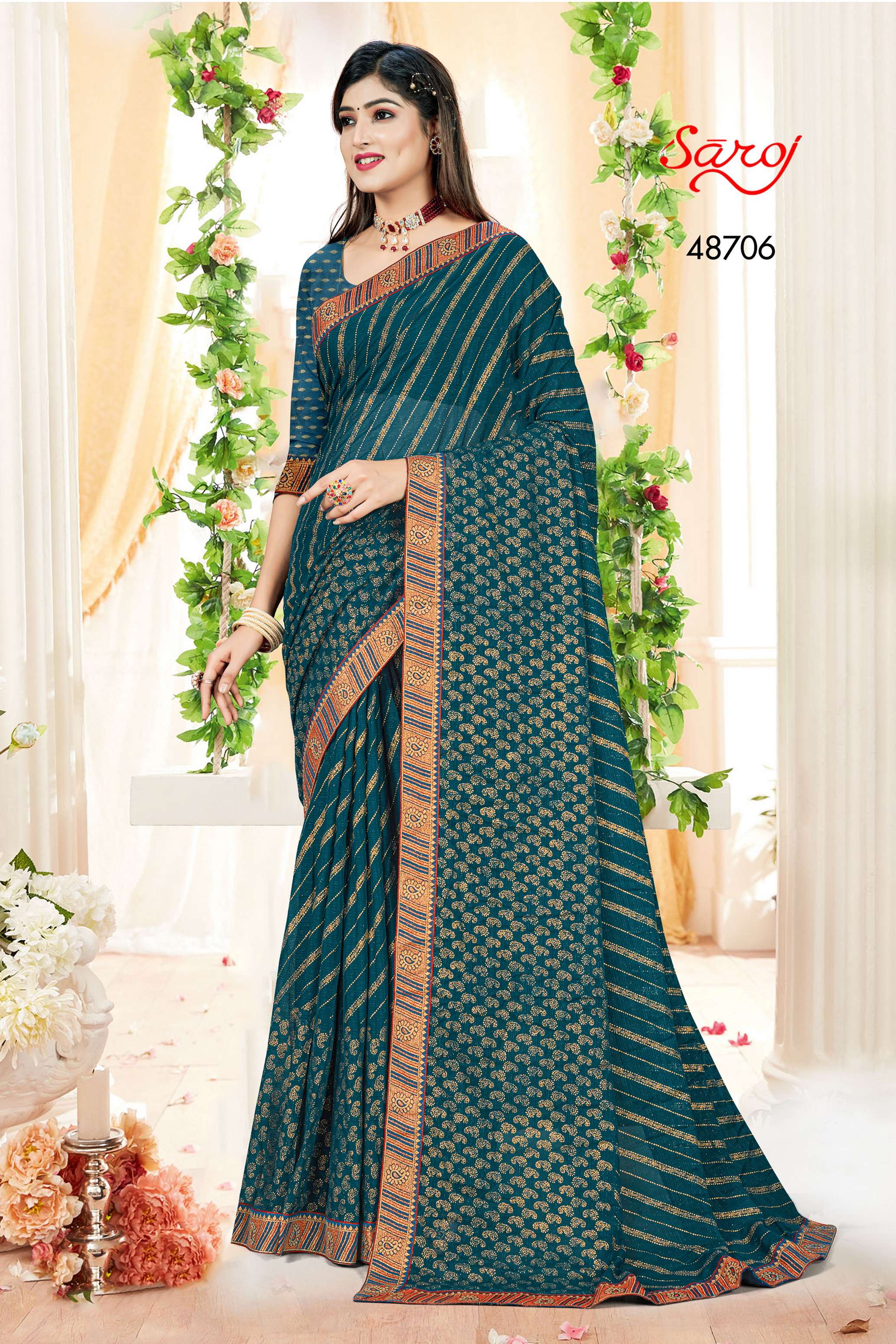 Saroj Prime Time Vol 1 Designer Chiffon Saree Wholesale catalog