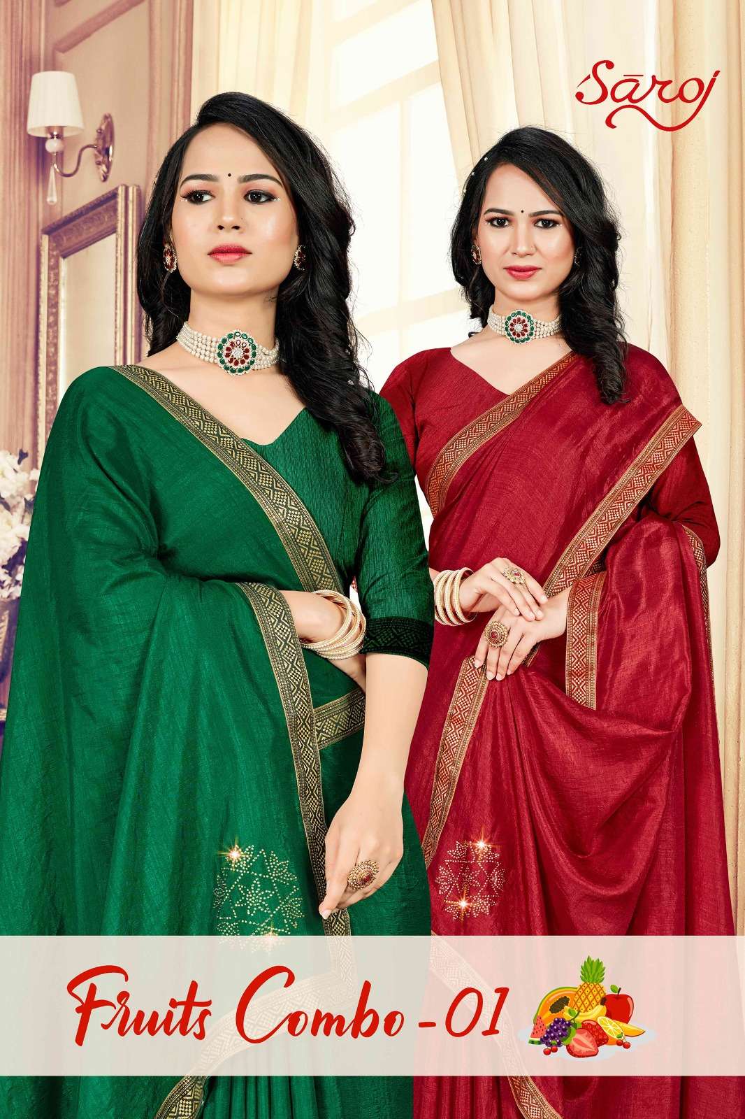 Saroj textile presents Fruit combo-1 Designer casual sarees catalogue