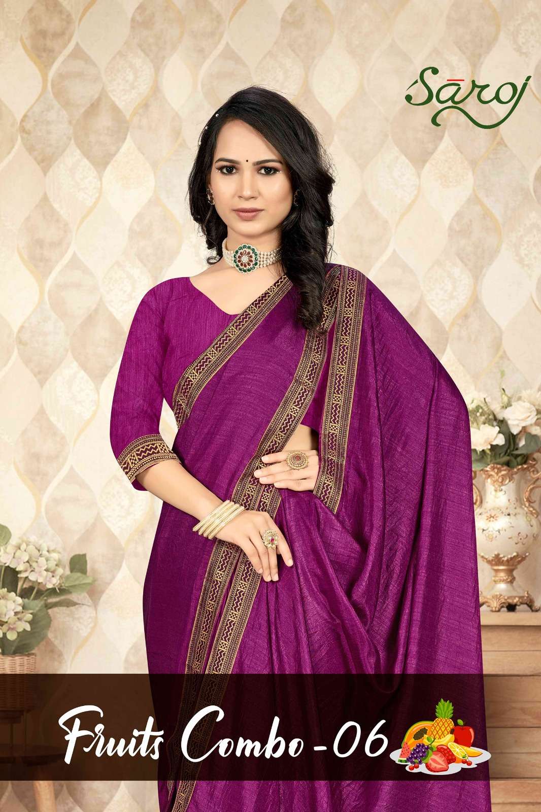 Saroj textile presents Fruit combo-6 Designer casual sarees catalogue