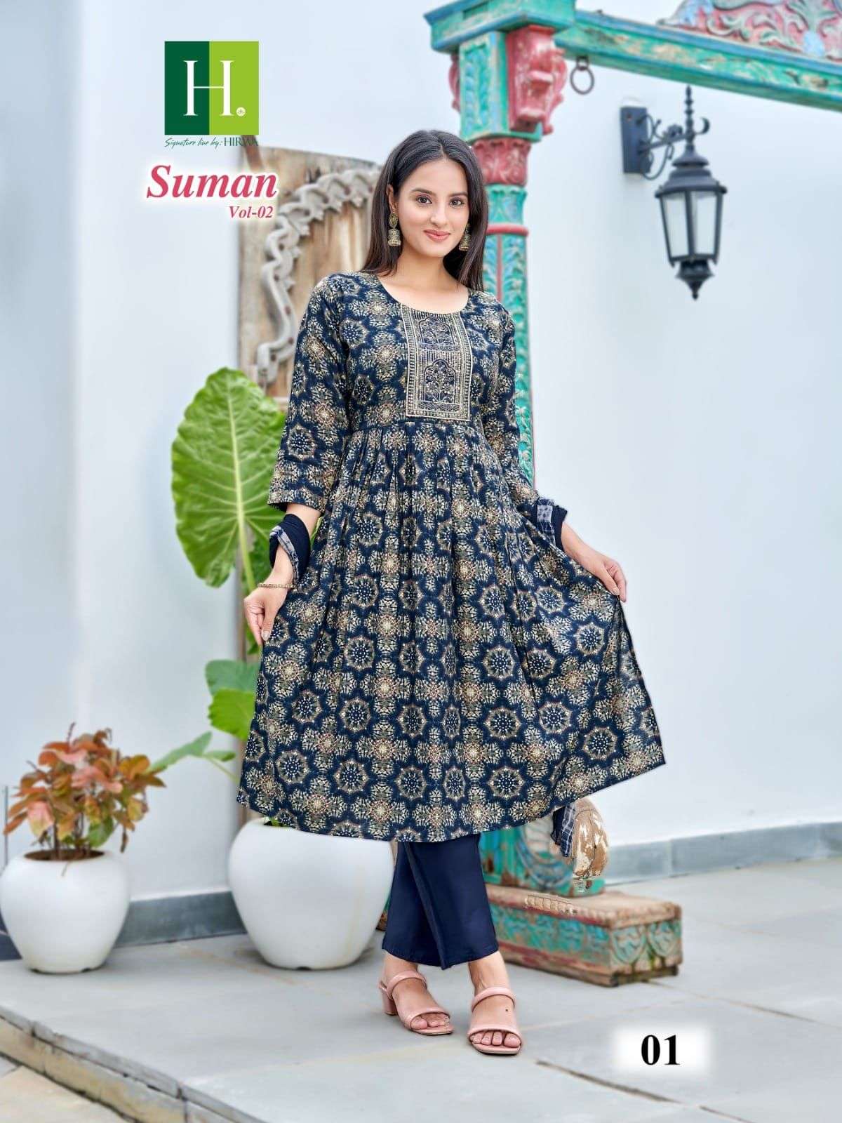 HIRWA SUMAN vol-2 Naira cut Kurti Wholesale catalog