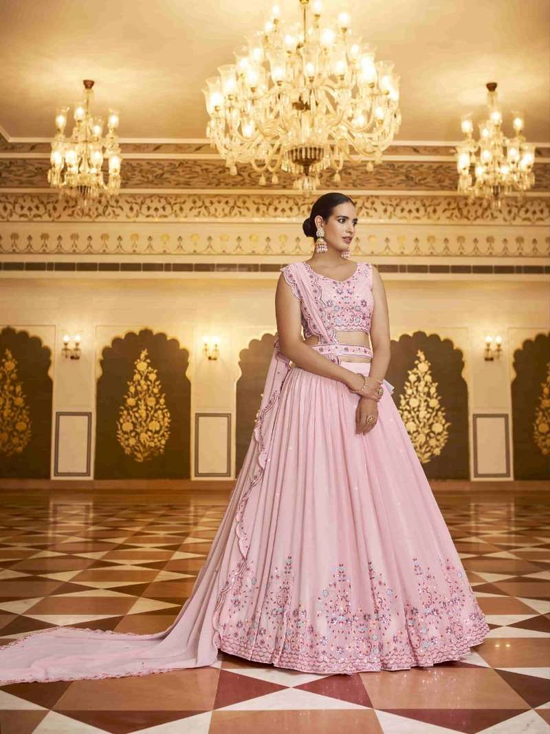 Pretty Pink Embroidered Semi-stitched Lehenga Choli With Dupatta –  Inddus.com