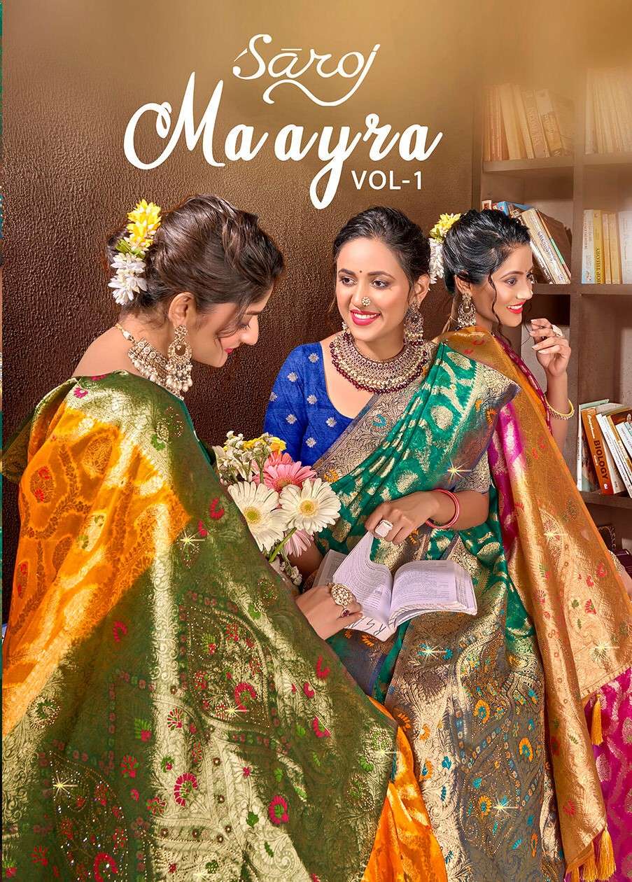 Saroj Mayra vol.1 Organza saree with fancy mina rich pallu heavy swarovski