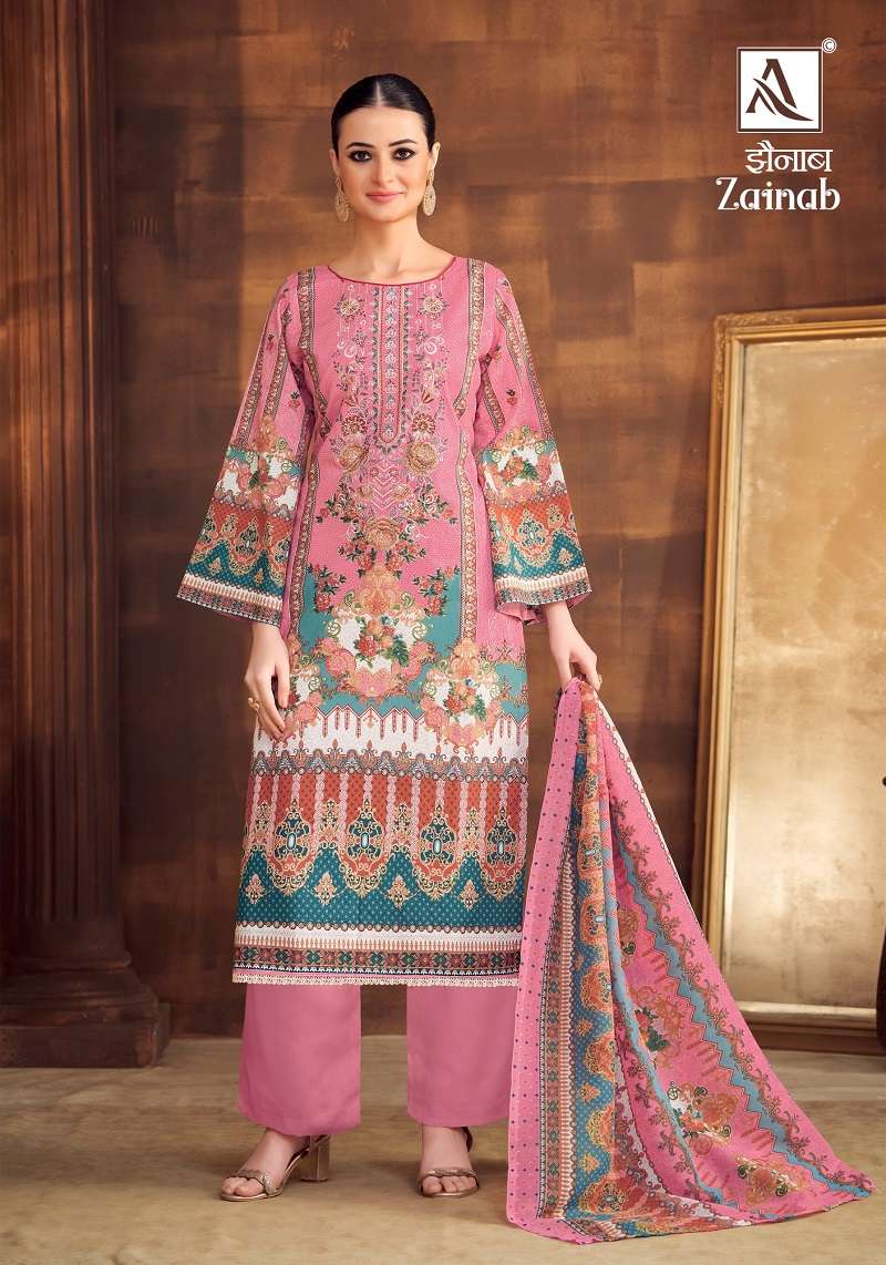 Alok Zainab Cambric Cotton Dress Material Wholesale catalog