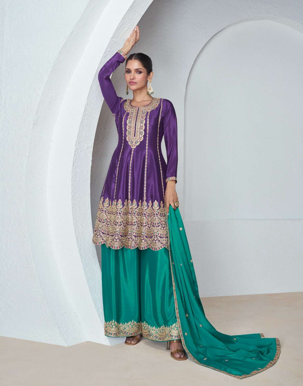 Aashirwad Noura Chinon Silk Designer Salwar Kameez Wholesale catalog