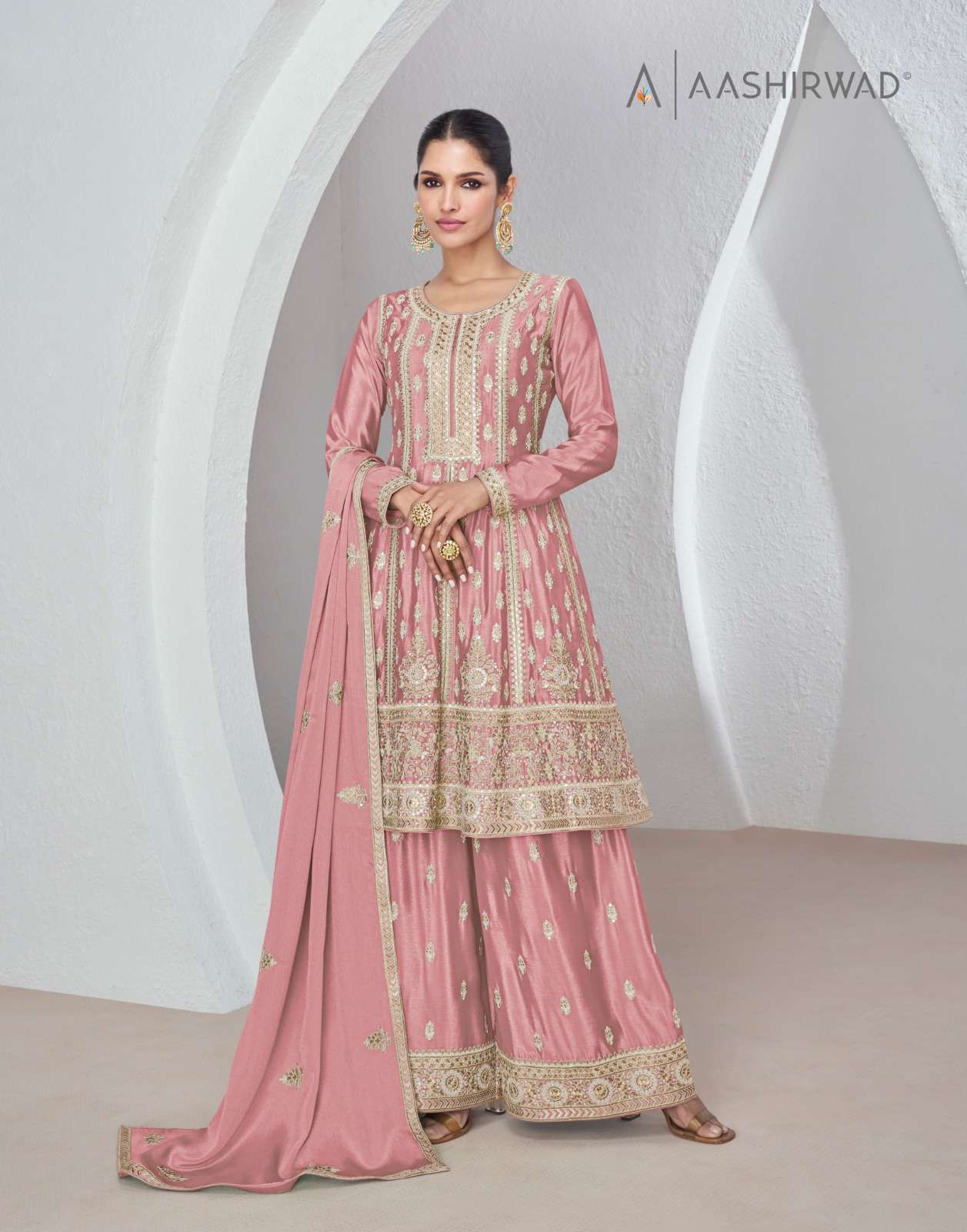 Aashirwad Sajda Chinon Silk Designer Salwar Kameez Wholesale catalog