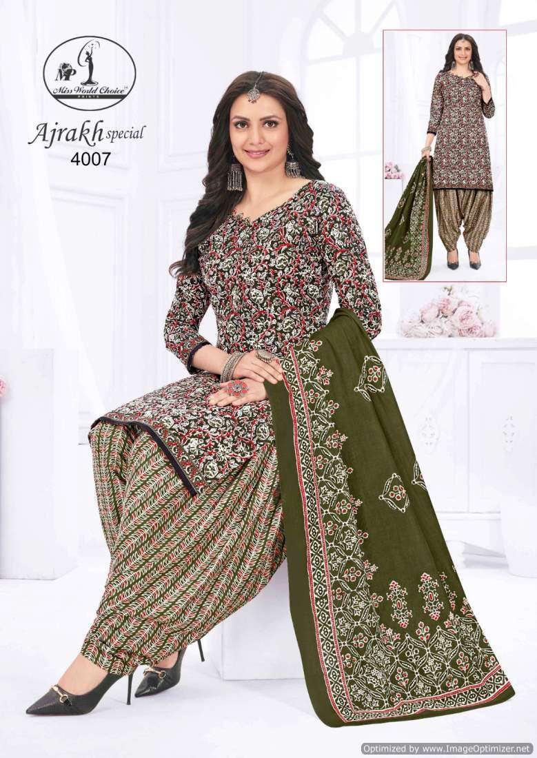 Miss World Ajrakh Vol-4 – Dress Material - Wholesale catalog