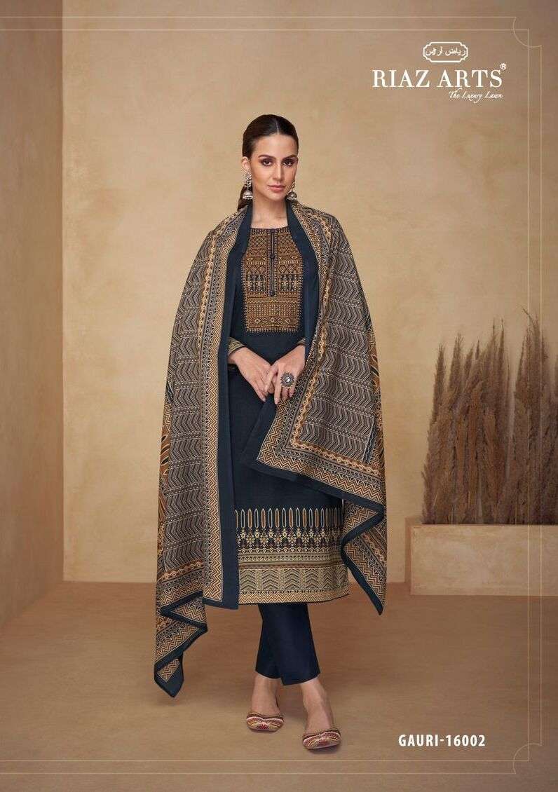 Riaz Arts Gauri Karachi Lawn Dress Material Wholesale catalog