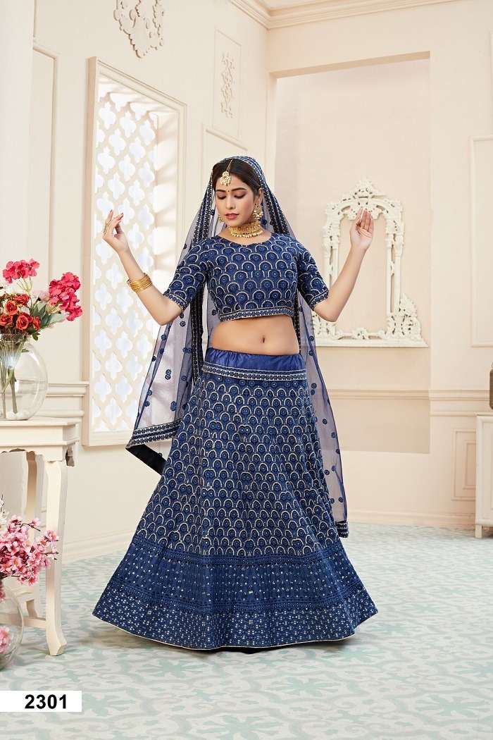 LIHAAZ VOL – 01 BLUE GREAT COLLECTION OF THIS WEDDING LEHENGA CHOLI Wholesale catalog