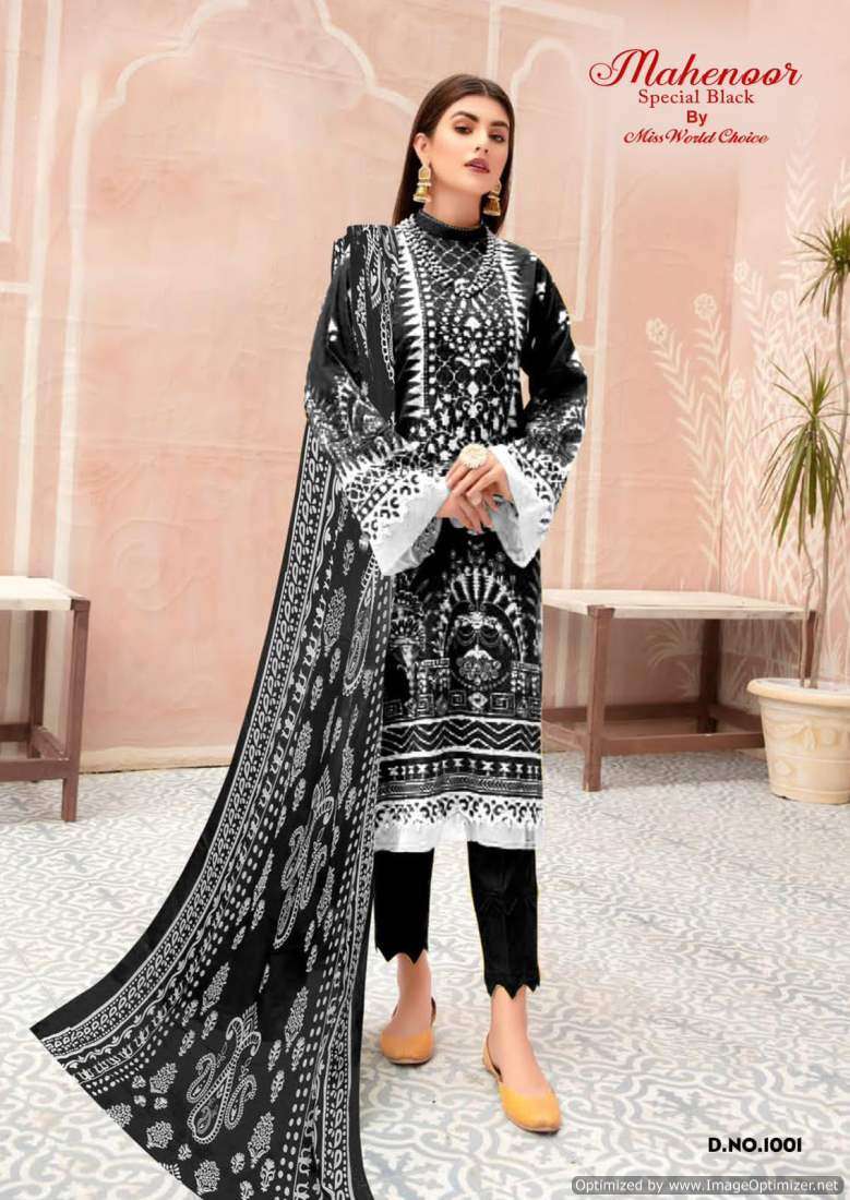 Miss World Mahenoor Black And White – Dress Material - Wholesale Catalog