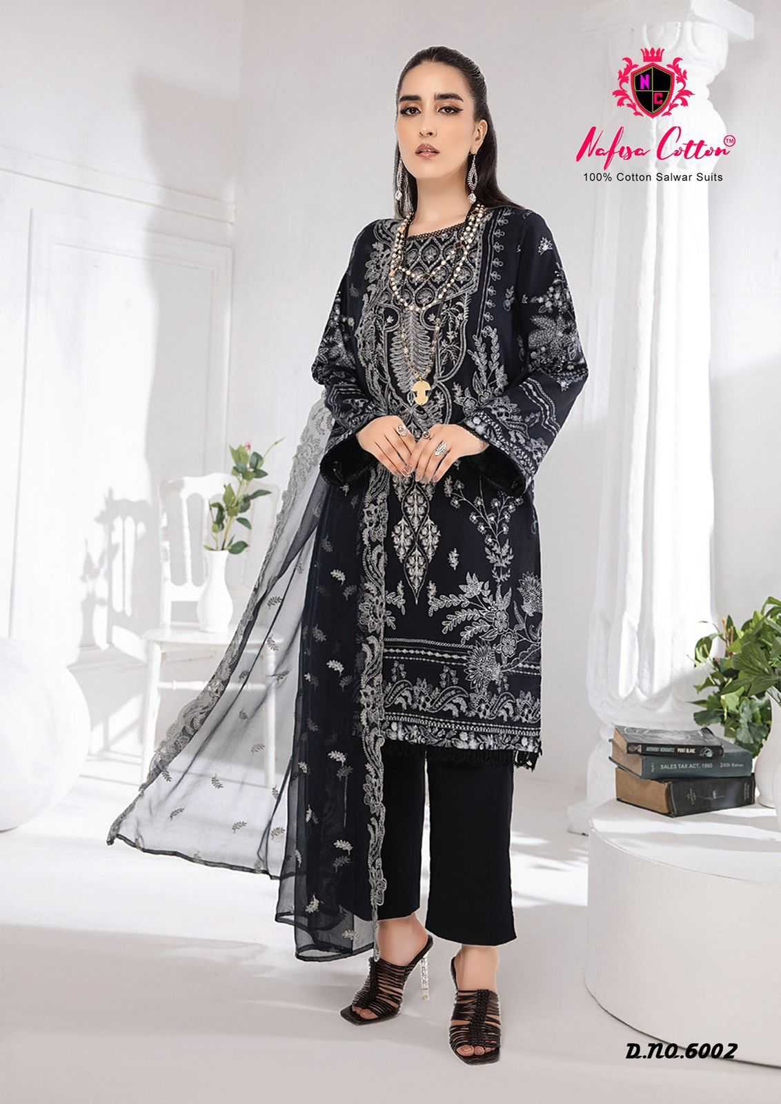 Nafisa Black And White Vol 6 Karachi Cotton Dress Material Wholesale catalog