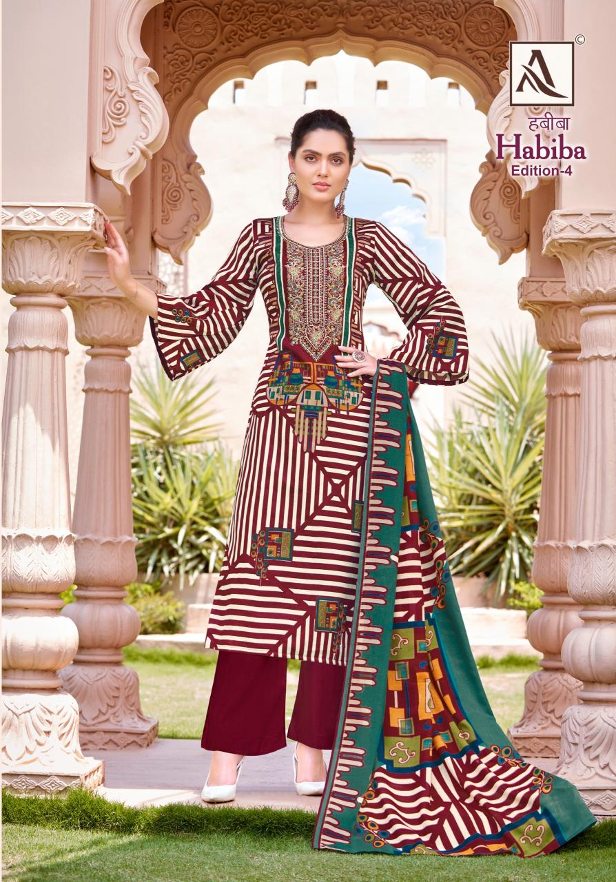 Alok Habiba Edition 4 Cotton Printed Dress Material Wholesale catalog
