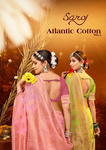 Saroj Atlantic cotton Vol.2Soft cotton rich pallu saree Wholesale catalog    