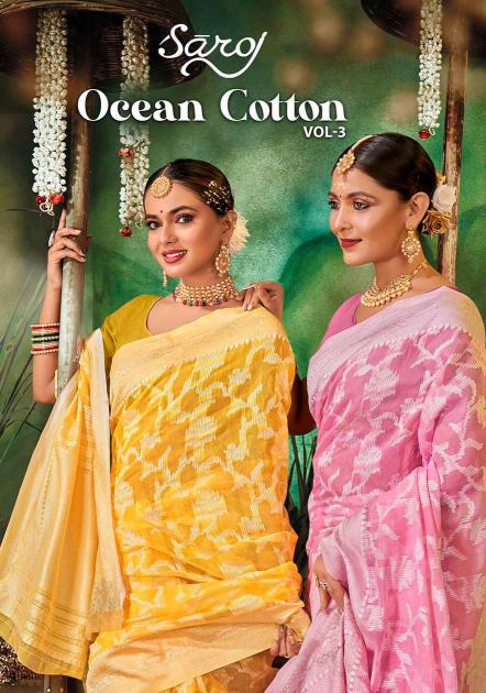 Saroj Ocean Cotton  Vol.3 Soft cotton rich pallu saree Saree Wholesale catalog    
