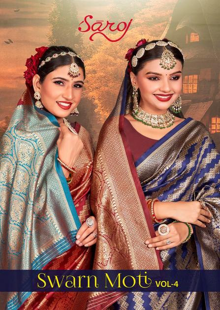 Saroj Swarn Moti vol.4 Soft silk with heavy designs Saree Wholesale catalog    