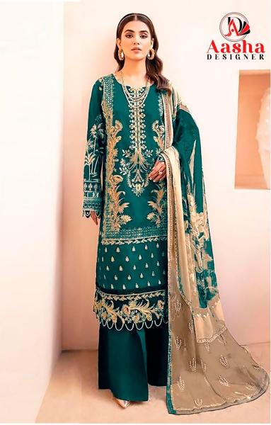 Aasha 1065 A And D Chiffon Dupatta Pakistani Suit Wholesale catalog