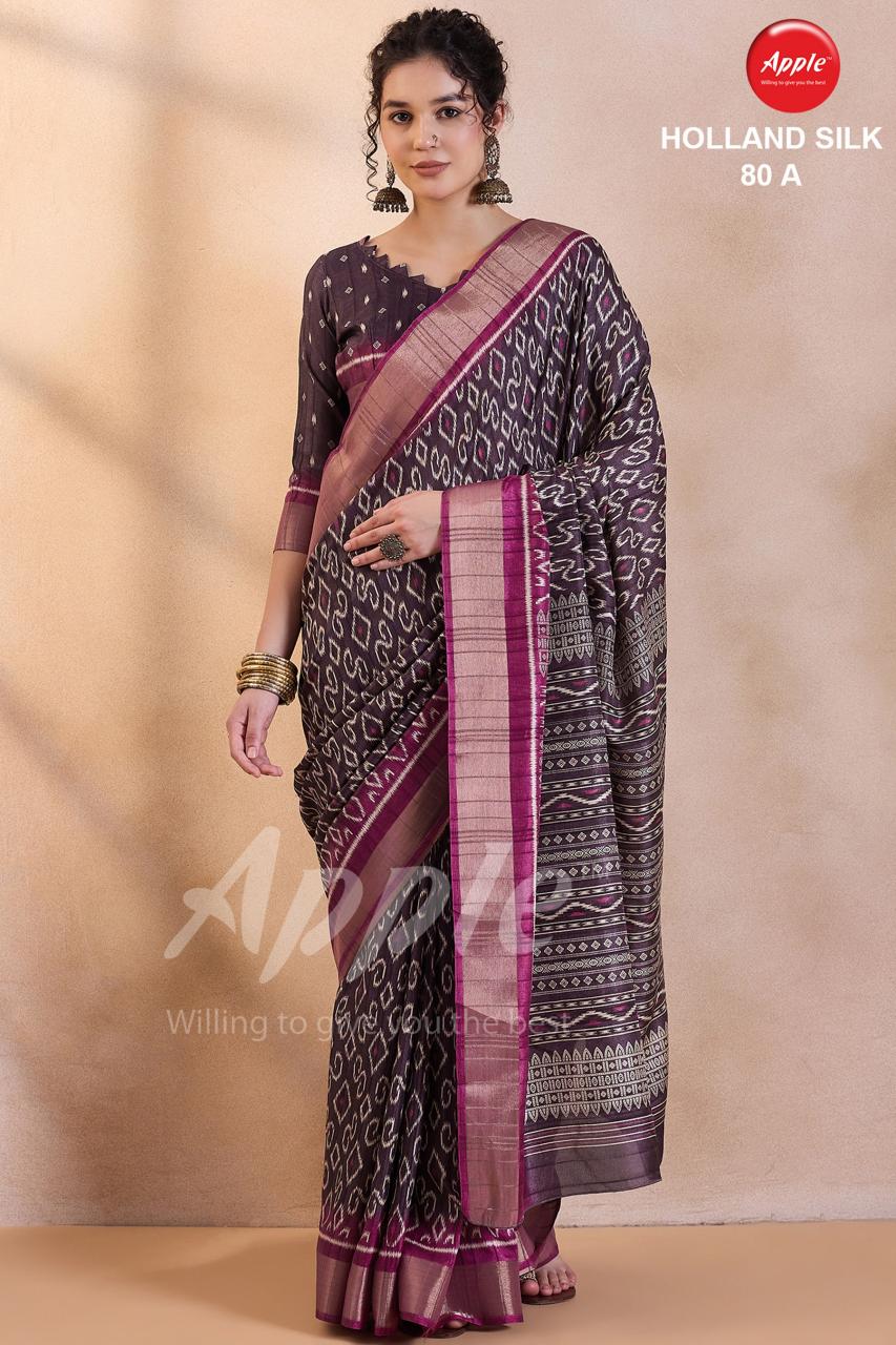 Apple Holland Silk 80 Blend Printed designer buy wholesale sarees from surat