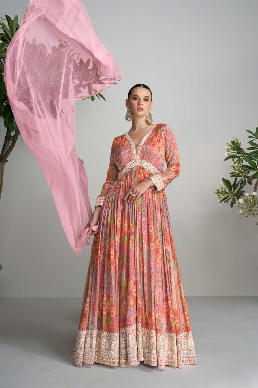 Gulkayra Scarlet Designer kurti Chinon Gown With Dupatta wholesale catalog
