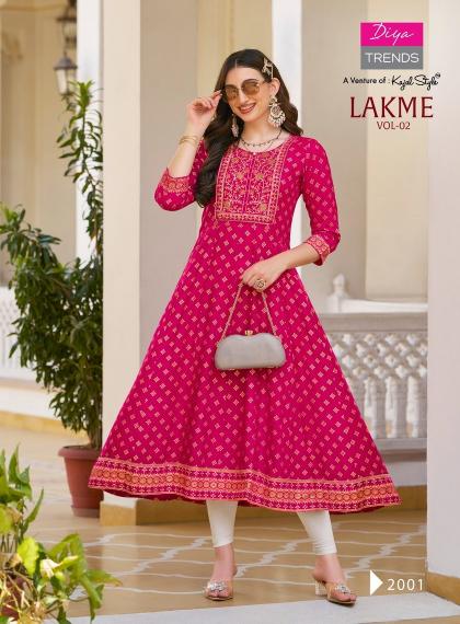 Lakme by Diya Trends Vol 2 Rayon Fancy Kurti wholesale catalog