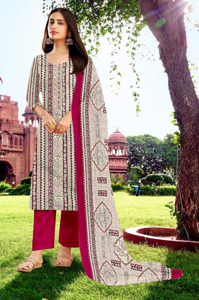 Radhika Azara Meheroon Cotton Printed Dress Material Wholesale catalog