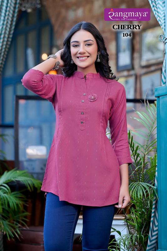 Rangmaya Cherry Rayon Dobby Tunic kurti Top wholesale catalog