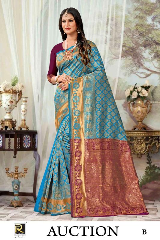 Ronisha Auction Banarasi Silk Saree Wholesale catalog