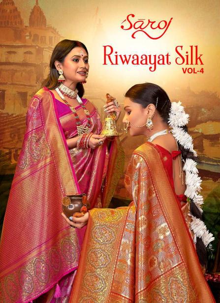Saroj Riwaayat Silk  Vol - 4 Jari jacquard silk saree collection