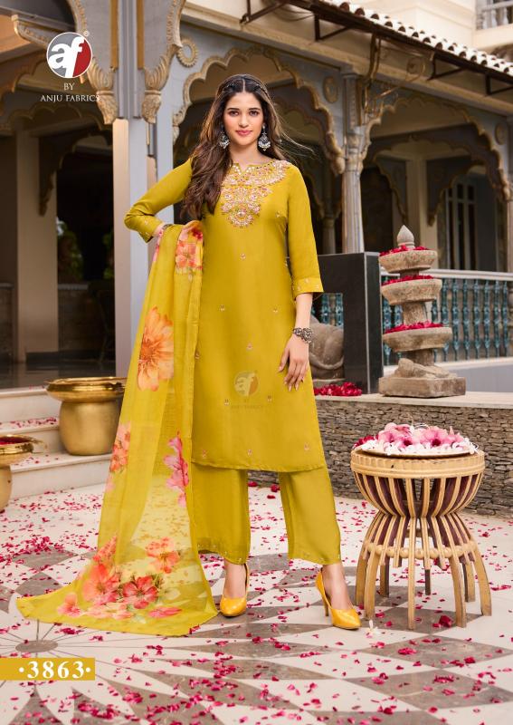 Anju Fabrics Ghunghat Vol 11 buy yellow pink colour kurti online india Wholesale Catalog