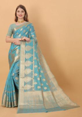 Sabella murthy Blue soft Organza Silk Surat Saree wholesale market for business