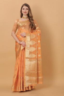 Sabella murthy Orange soft Organza Silk Saree Wholesale Catalog