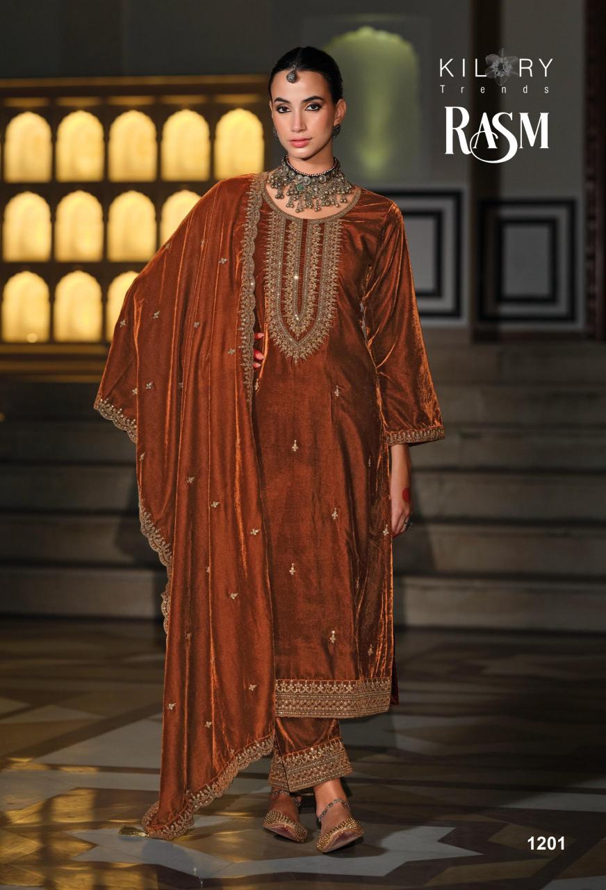 Kilory Rasm Velvet Embroidered Salwar Kameez Wholesale Catalog