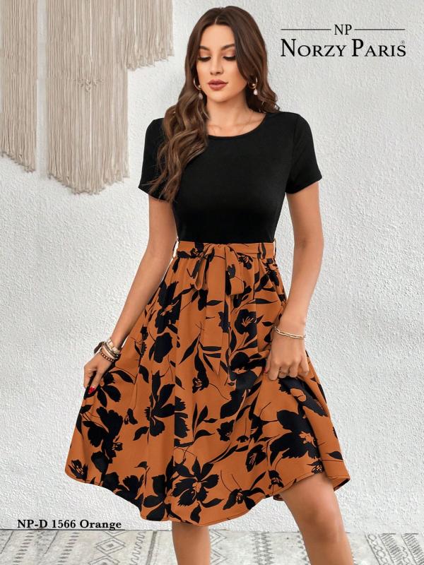 NORZY PARIS NP 1566 Orange, 1567 Chiku Western Dress Wholesale Catalog