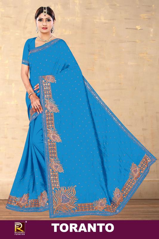 Ronisha Toranto embroidery work heavy premium exclusive designer saree Wholesale Catalog